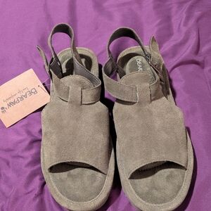 Bearpaw Suede Open-Toe Slingback Sandals in Taupe